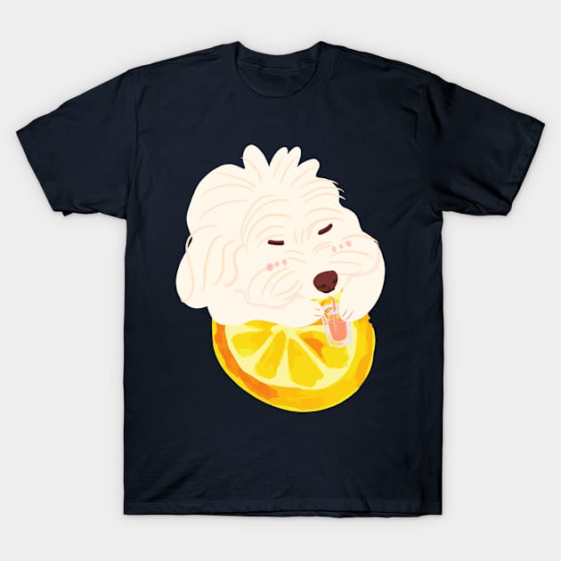 Maltipoo Drinking Orange Juice T-Shirt by PatternbyNOK